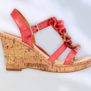 BOC Evita Cork Wedge in Coral Size 9